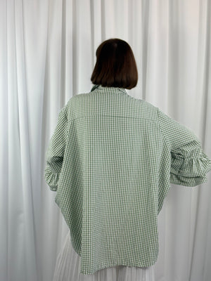 Portofino gingham Shirt in light sage - Bond Street Store