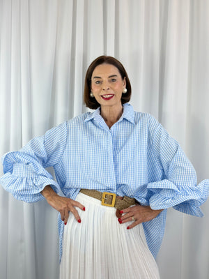 Portofino gingham Shirt in baby blue PRE/ ORDER DELEVERY MARCH 9TH - Bond Street Store