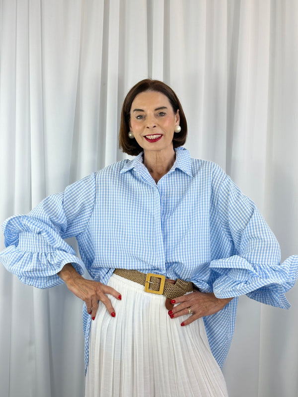 Portofino gingham Shirt in baby blue PRE/ ORDER DELEVERY MARCH 9TH - Bond Street Store