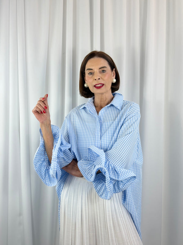 Portofino gingham Shirt in baby blue PRE/ ORDER DELEVERY MARCH 9TH - Bond Street Store