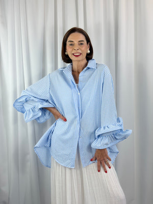 Portofino gingham Shirt in baby blue PRE/ ORDER DELEVERY MARCH 9TH - Bond Street Store