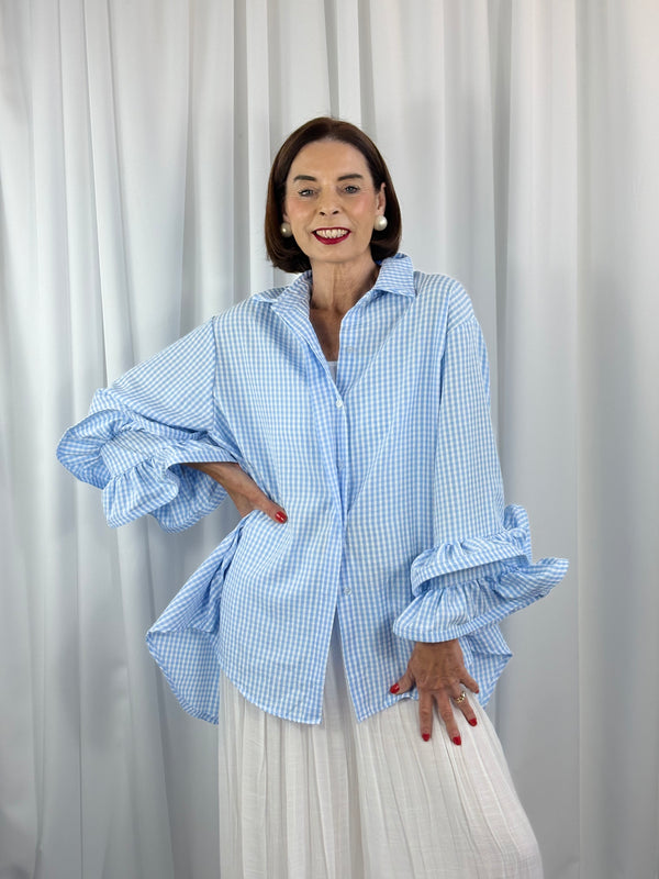 Portofino gingham Shirt in baby blue PRE/ ORDER DELEVERY MARCH 9TH - Bond Street Store