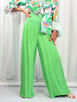 Dune silky palazzo trousers in apple green - Bond Street Store