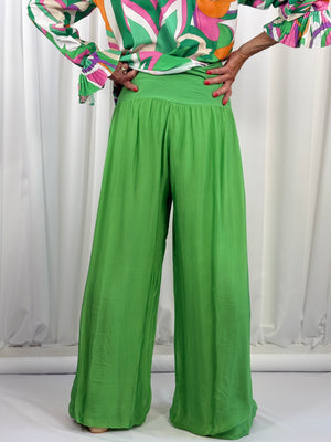 Dune silky palazzo trousers in apple green - Bond Street Store