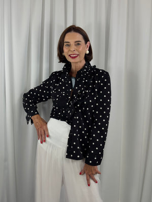 Tuscany Shirt in black with white polka dots - Bond Street Store