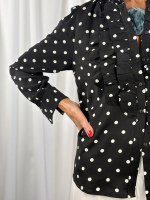 Tuscany Shirt in black with white polka dots - Bond Street Store