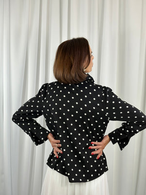 Tuscany Shirt in black with white polka dots - Bond Street Store