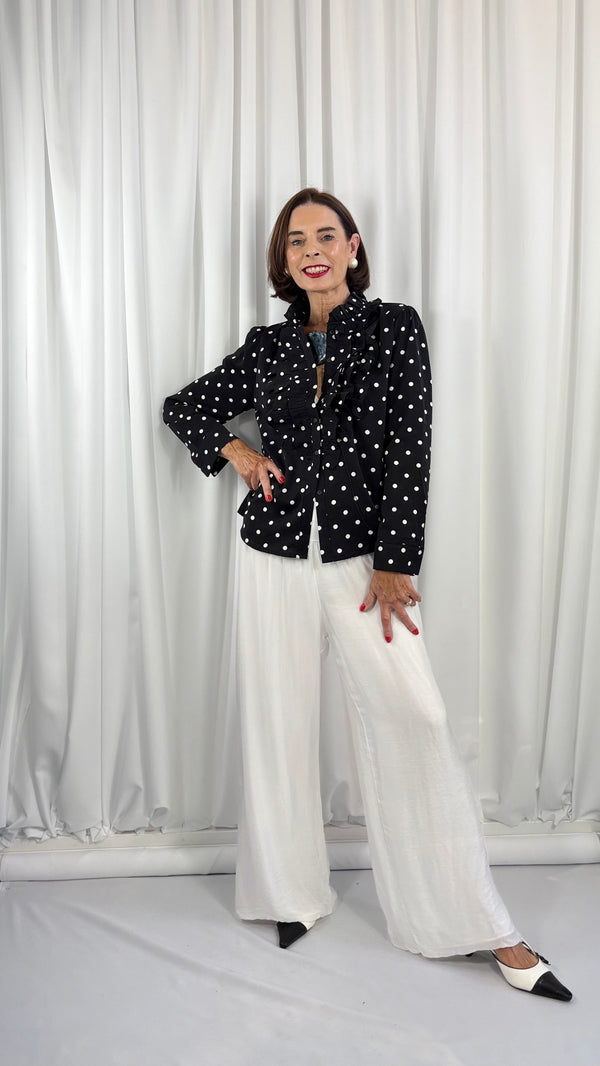 Tuscany Shirt in black with white polka dots - Bond Street Store