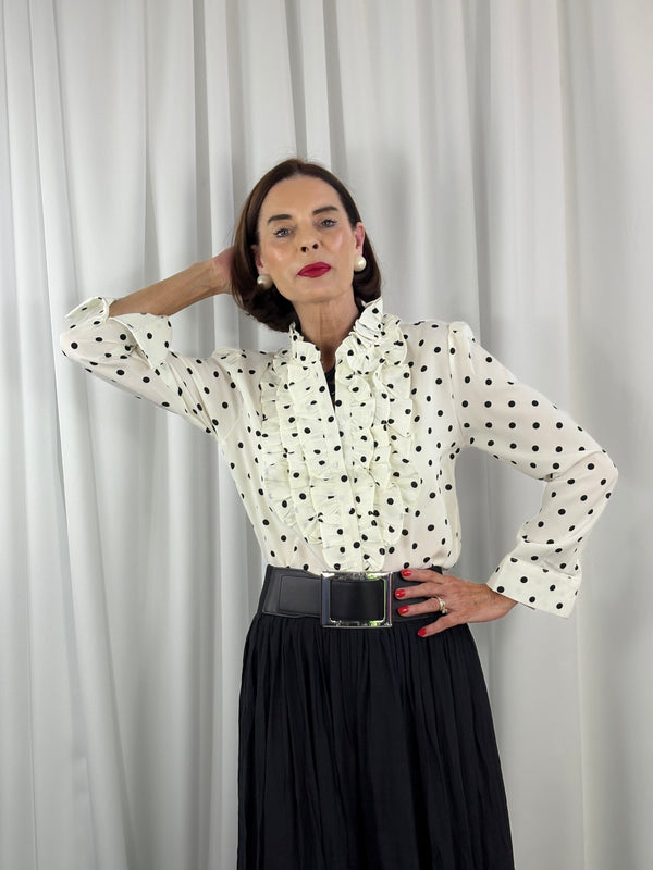 Tuscany Shirt in white with black polka dots - Bond Street Store