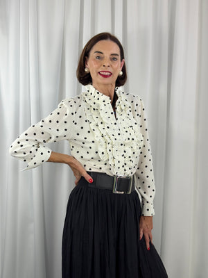 Tuscany Shirt in white with black polka dots - Bond Street Store