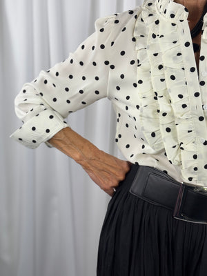 Tuscany Shirt in white with black polka dots - Bond Street Store