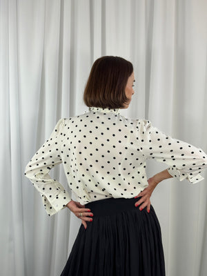 Tuscany Shirt in white with black polka dots - Bond Street Store
