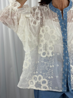 Morgan Lace waterfall top in white - Bond Street Store