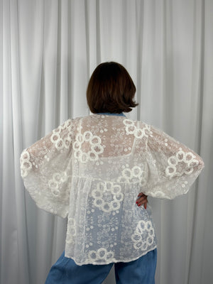 Morgan Lace waterfall top in white - Bond Street Store