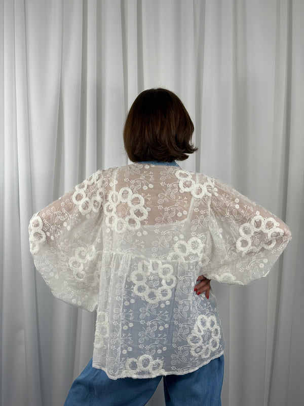 Morgan Lace waterfall top in white - Bond Street Store