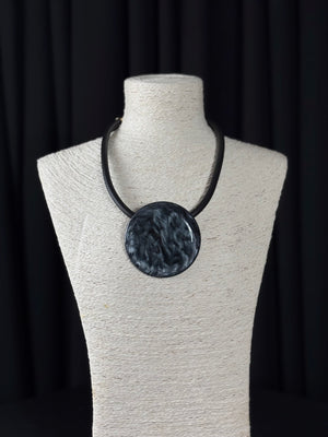 Maybel Necklace in Black grey marbel