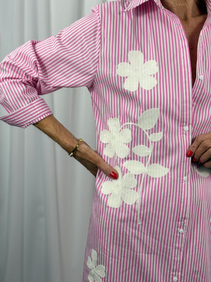 Tabitha fine pin stripe dress in baby pink