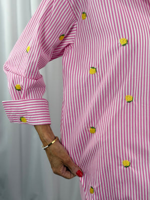lemon shallow fine pin stripe shirt in baby pink