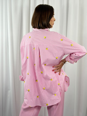 lemon shallow fine pin stripe shirt in baby pink