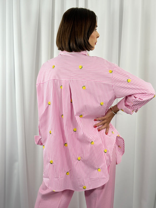 lemon shallow fine pin stripe shirt in baby pink