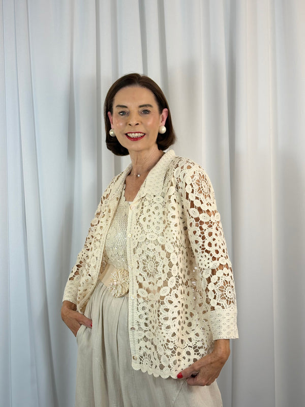 Patrice Crochet Top/Jacket in Cream