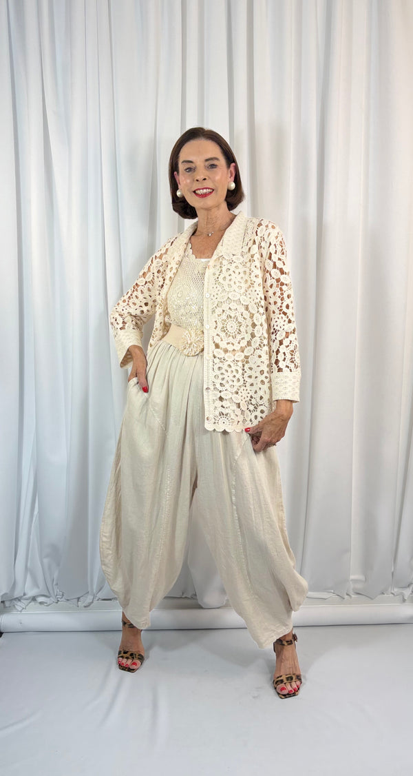 Patrice Crochet Top/Jacket in Cream