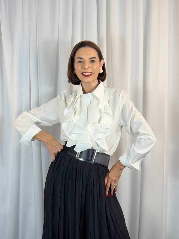 Jamara Ruffle shirt in white - Bond Street Store
