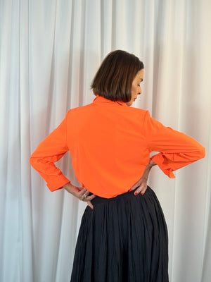Jamara Ruffle shirt in vibrant orange - Bond Street Store