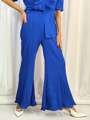 Sylvia fine pleated trosuers in royal blue