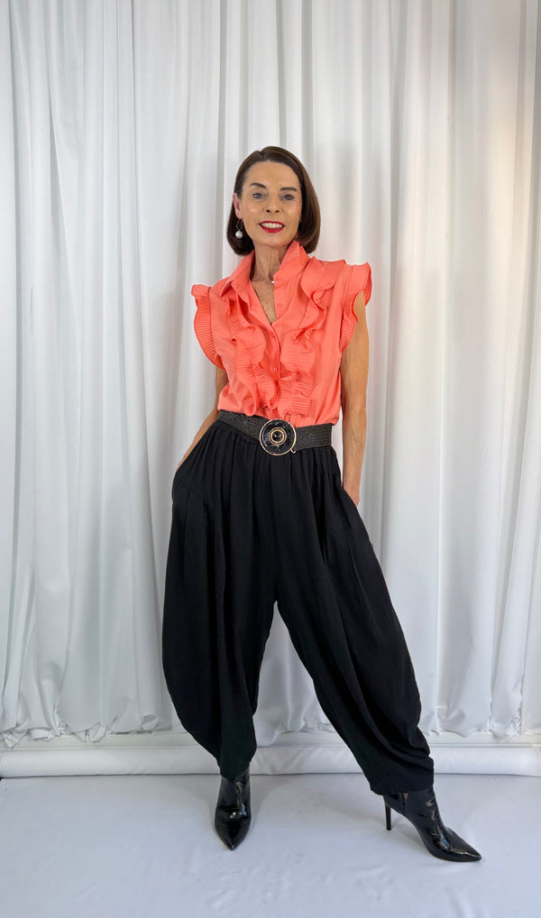 Sylvia cap sleeves shirt in coral