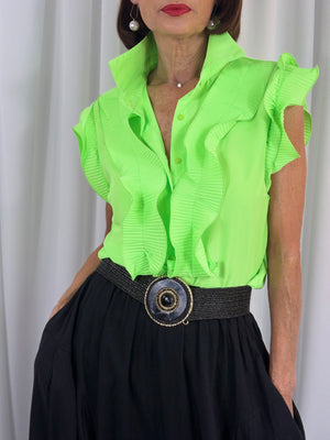 Sylvia cap sleeves shirt in lime