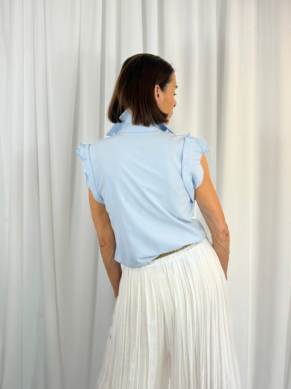 Sylvia cap sleeves shirt in Baby blue