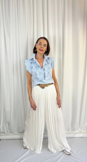 Sylvia cap sleeves shirt in Baby blue