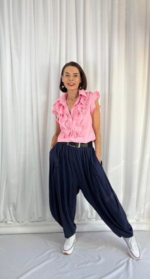 Sylvia cap sleeves shirt in Baby pink