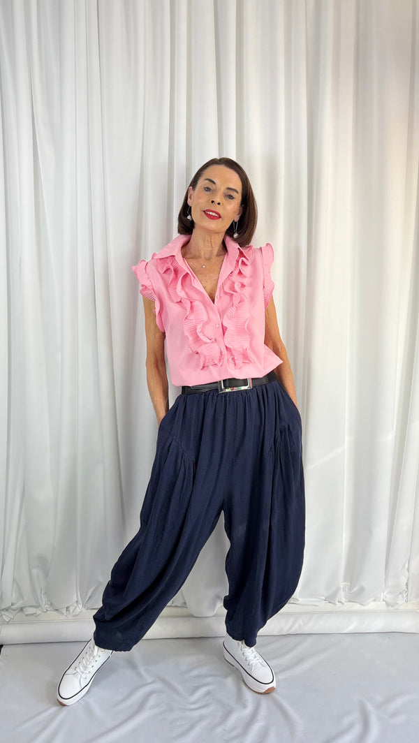 Sylvia cap sleeves shirt in Baby pink