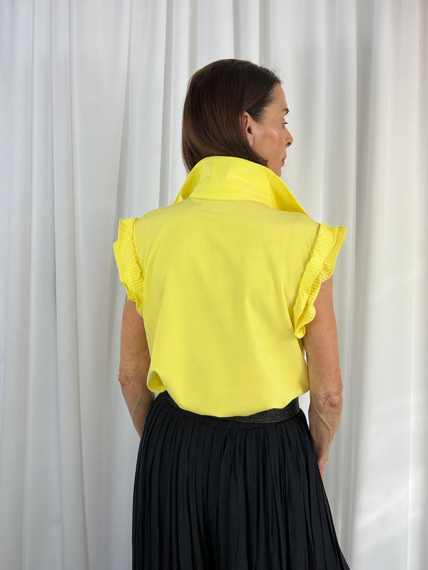Sylvia cap sleeves shirt in yellow