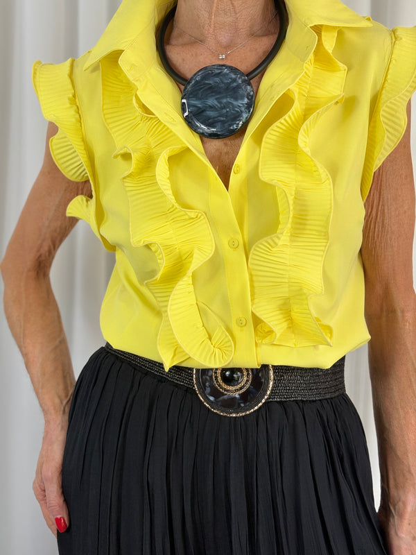 Sylvia cap sleeves shirt in yellow