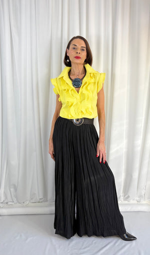 Sylvia cap sleeves shirt in yellow