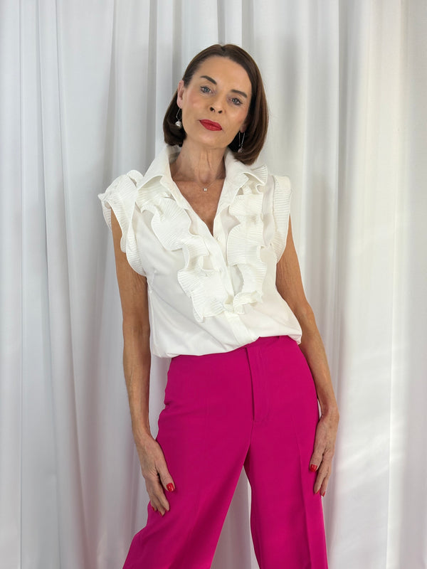 Sylvia cap sleeves shirt in white