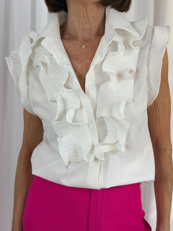 Sylvia cap sleeves shirt in white