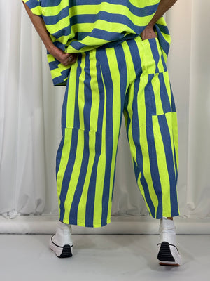 Alexandra suit in denim blue and lime