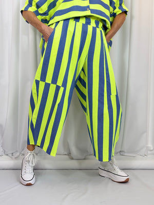 Alexandra suit in denim blue and lime