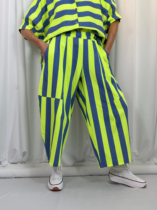 Alexandra suit in denim blue and lime