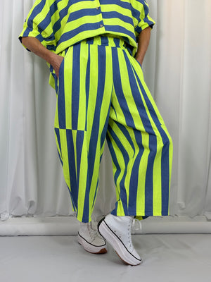 Alexandra suit in denim blue and lime