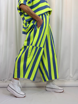 Alexandra suit in denim blue and lime