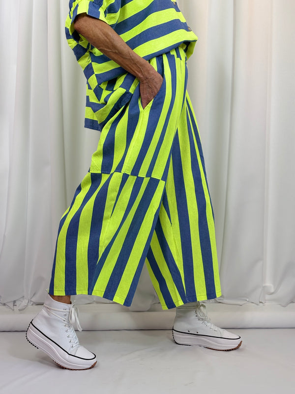 Alexandra suit in denim blue and lime