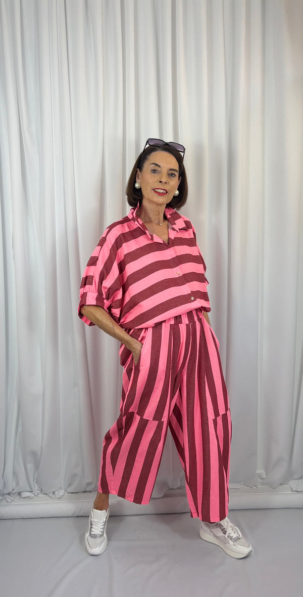 Alexandra suit in raspberry and pink