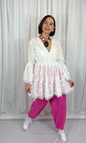 Carlos broderie anglaise top in white