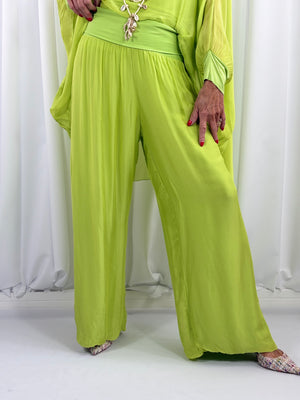 Dune silky palazzo trousers in lime