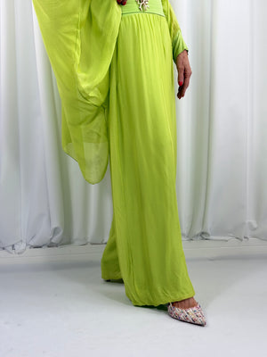 Dune silky palazzo trousers in lime